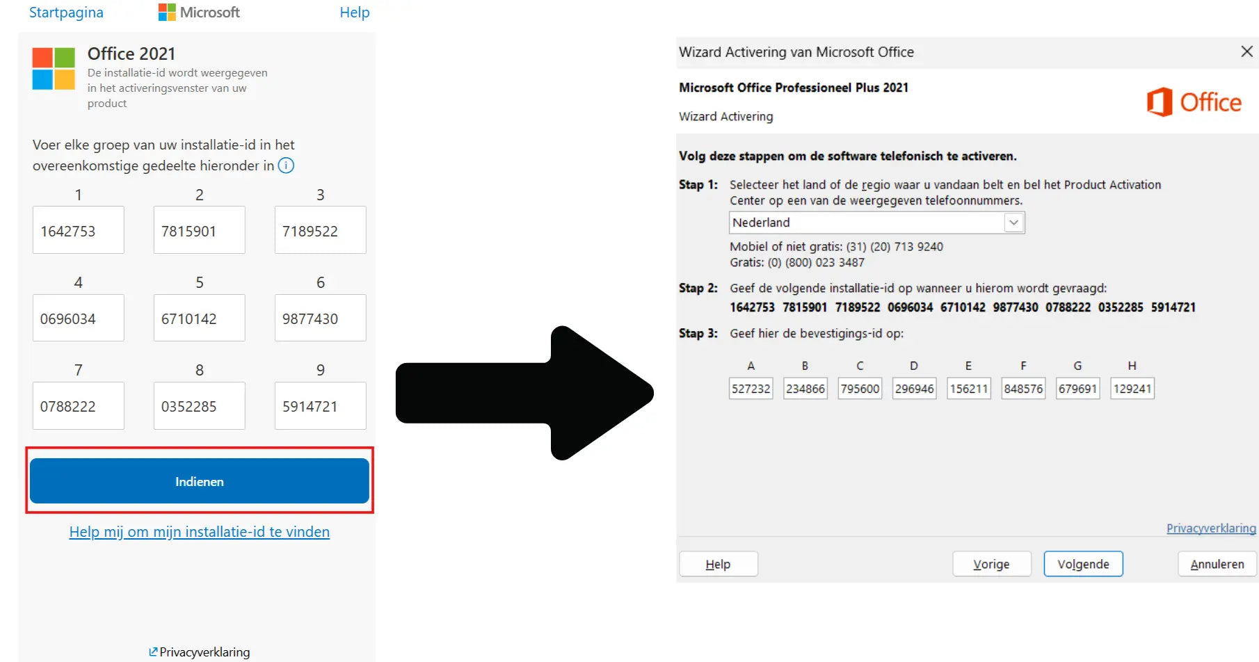 Enter confirmation ID
