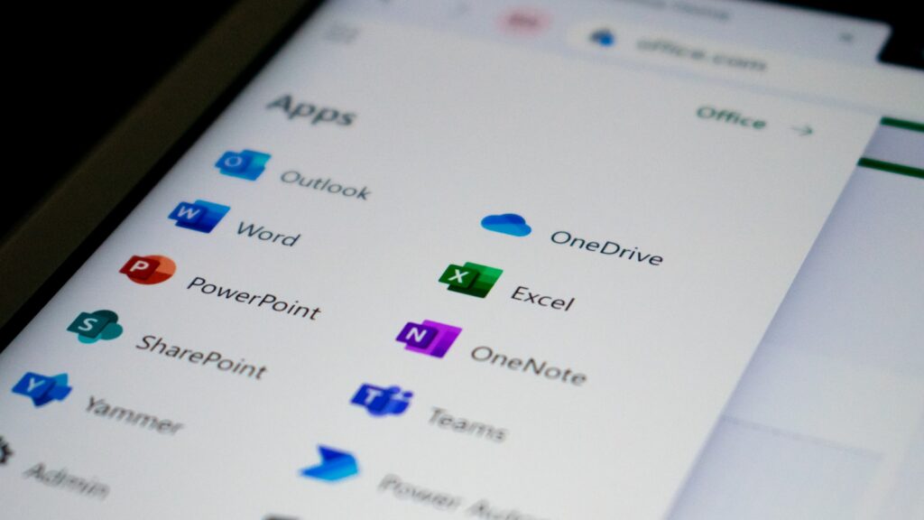 Microsoft Office op een laptop